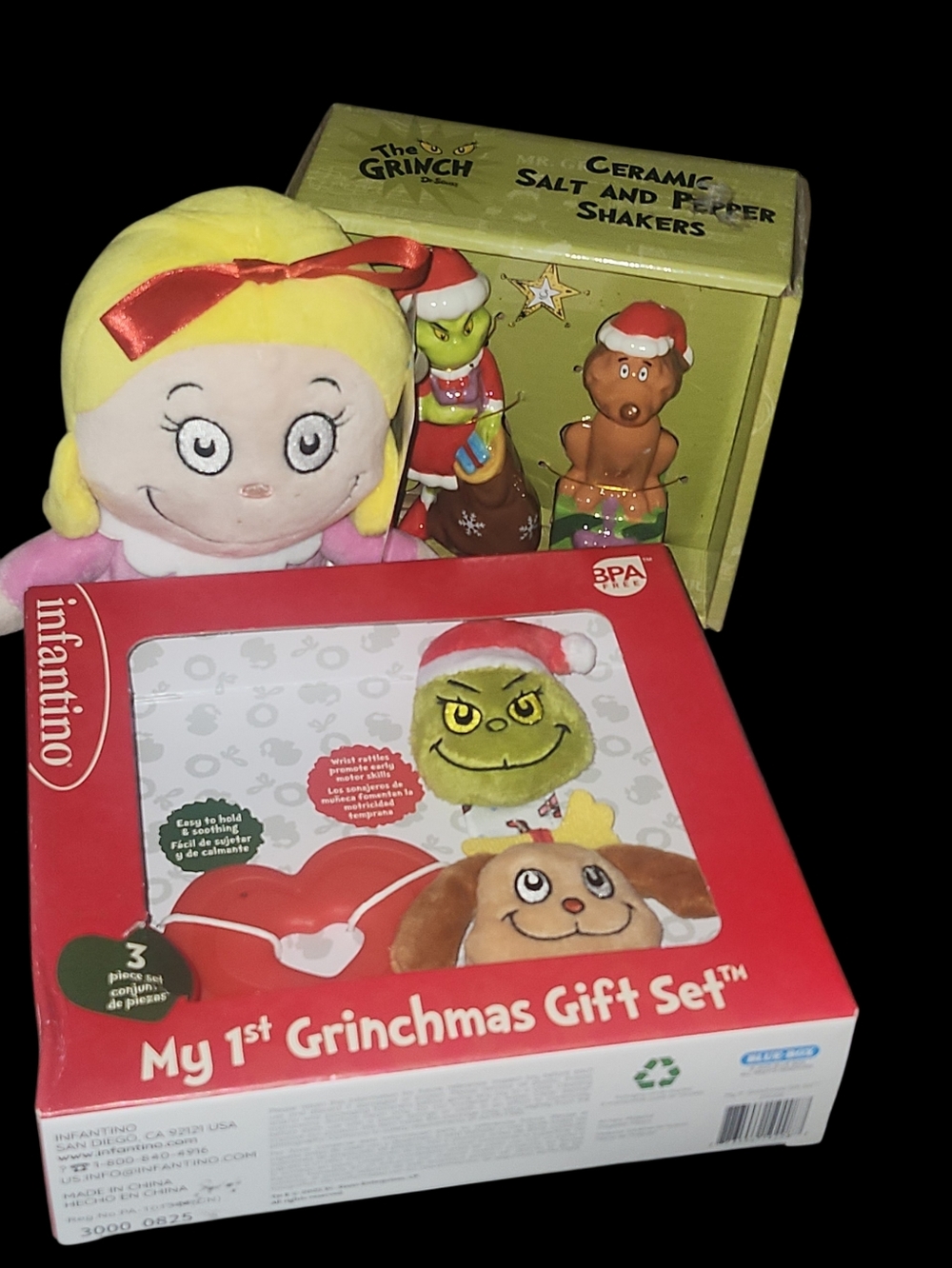 Dr. Seuss Grinch Plush & Accessories Set - Yellow, Red, Green, Brown, White
